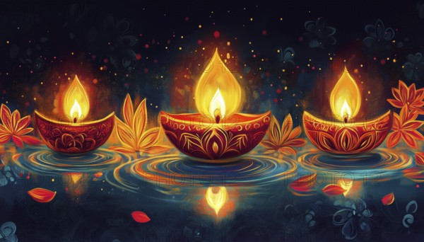 Diwali Greeting Featuring Water-Inspired Motifs For A Festive And Unique Touch To Your Celebrations, AI generated