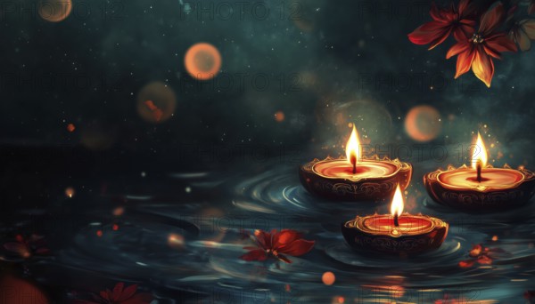 Diwali Greeting With Water-Inspired Motifs: A Refreshing And Unique Design For Your Festival Celebrations, AI generated