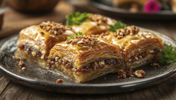 Homemade Walnut Baklava: A Classic Turkish Dessert Known As Cevizli Baklava. Enjoy The Authentic Flavors Of Turkey In Every Bite, AI generated
