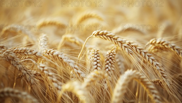 Close-Up Of Wheat Ears In Summer Field: A Glimpse Into Farming And Agriculture. The Beauty Of Wheat In The Field, AI generated