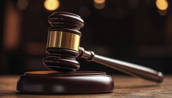 The Tool Used By Judges To Signal Order In A Courtroom, Typically Made Of Wood And Struck Against A Sound Block, AI generated