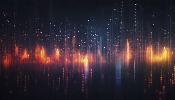Visualization Of Music Equalizer And Sound Waves On A Black Background - Exploring The Fusion Of Electronic Music And Technology, AI generated