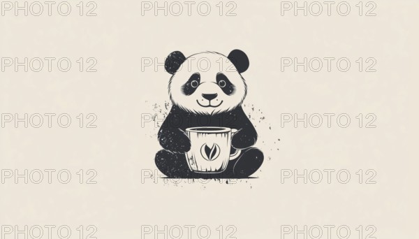 Vintage Hipster Retro Panda Coffee Mug With Logo - A Unique And Stylish Addition To Your Collection Of Drinkware, AI generated