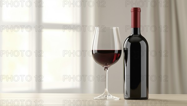 Continuous Depiction Of A Wine Bottle And Wine Glass In One Continuous Line Artwork. Seamless Drawing Of A Bottle And Glass, AI generated