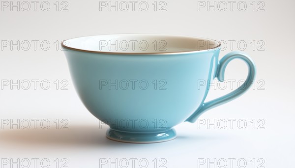 Stunning Display Of Blue Teacup On White Background - A Beautiful Showcase Of A Blue Teacup Against A Simple White Backdrop, AI generated