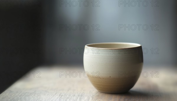 Displaying Simplicity And Elegance, The Ceramic Cup Stays Empty As A Decorative Piece In The Indoor Setting. Simple Yet Elegant, AI generated