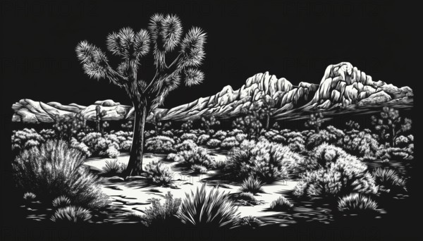 Exclusive Collection Of Joshua Tree National Park Mono Apparel And Merchandise Including Badges, Patches, T-Shirts, Stickers, And More! Perfect For Souvenirs, AI generated