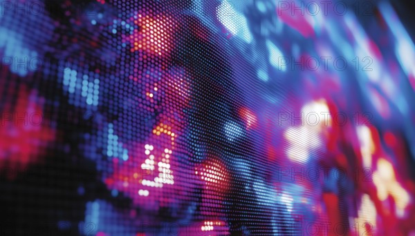 Close-Up Photograph Of A Led Screen Glitch: Interference On Led Panel, Pixel Burnout And Close-Up Detailed View Of Led Pixels, AI generated