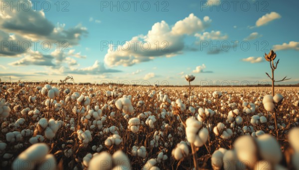 Agriculture: Cotton Fields Prepared For Harvesting, Ready To Be Processed And Yield Profits For Farmers In The Upcoming Season, AI generated