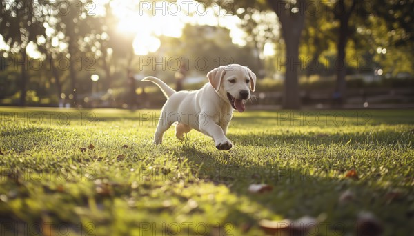 Canine Frolicking In The Park: A Playful Pup Running Around And Enjoying The Outdoors, Having A Great Time In The Park, AI generated