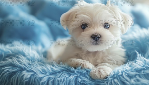 Adorable Maltese Puppy: A Tiny Canine Poses In A Stylish Setting With A Bright And Glamorous Background, AI generated