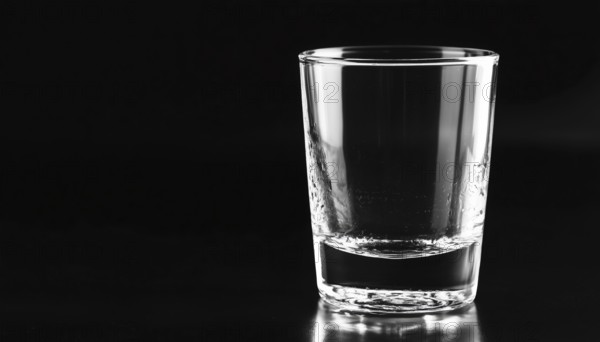 Black Background Showcasing A Lone, Empty Glass In The Foreground. The Stark Contrast Between The Two Elements Creates A Striking Composition, AI generated