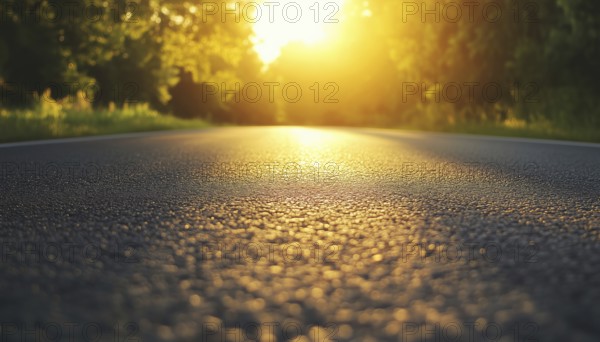 Sunny Skies And Paved Pathways: A Bright Day On The Road With The Sun Shining Down On The Hot Asphalt Surface, AI generated