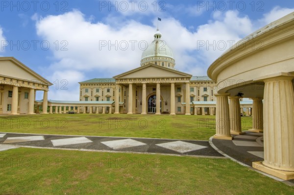 Capitol of the Republic of Palau, seat of Olbiil Era Kelulau Government of Palau and Supreme Court, architecturally modelled on the USA Capitol in Washington in neoclassical architecture, Ngerulmud, Melekeok, Babeldaob Island, Republic of Palau