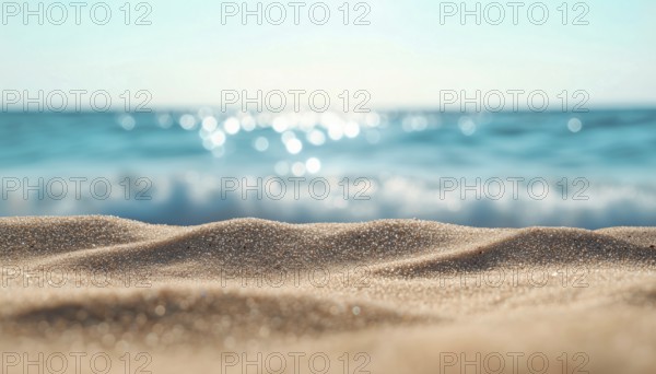 Abstract And Defocused Ocean Views Mingle Harmoniously With Beach Sand In This Serene And Calming Photograph. Experience The Tranquil Beauty Of Nature, AI generated