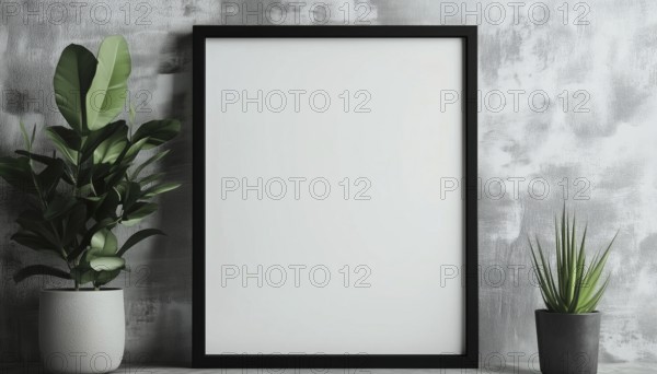 Mock Up Of Black Square Photo Frame For Displaying Artwork, Photographs, Or Prints With A Clean And Modern Design Concept, AI generated