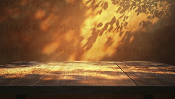Stylish Table With Sun Reflection And Brown Finish For Enhancing Product Presentations In A Professional Setting. Ideal For Showcasing Various Products, AI generated