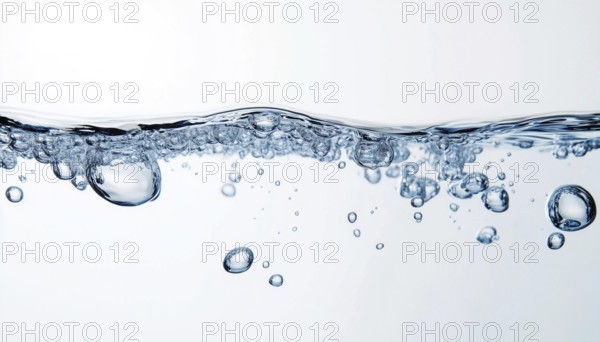 Captivating Photographs Of Large Air Bubbles Or Soda Rising To Water'S Surface. Carbonated Refreshment Creating A Stunning Visual Contrast On White Background, AI generated