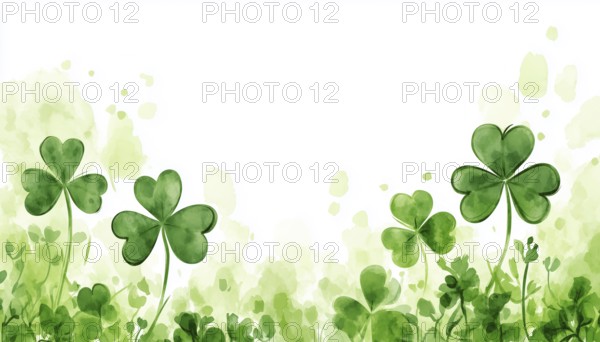 St. Patrick'S Day Art: Clover Sketch With Shamrock Outlined In One Continuous Line, Simple Border Frame On Display, AI generated