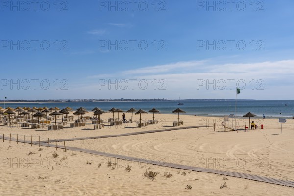 The beach Praia de São Roque, east of Lagos city centre, quite empty, off-season, in the west of the Algarve, Portugal