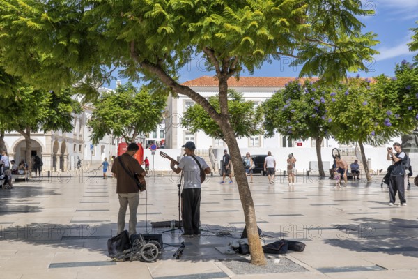 The historic centre of Lagos, Praça Infante D. Henrique square, at the Igreja de Santa Maria de Lagos church, in the west of the Algarve, Portugal