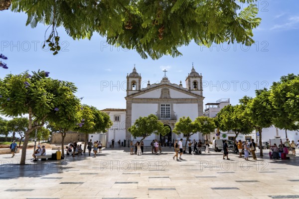 The historic centre of Lagos, Praça Infante D. Henrique square, at the Igreja de Santa Maria de Lagos church, in the west of the Algarve, Portugal