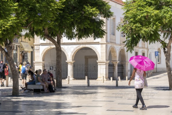 The historic centre of Lagos, Praça Infante D. Henrique square, at the Igreja de Santa Maria de Lagos church, in the west of the Algarve, Portugal