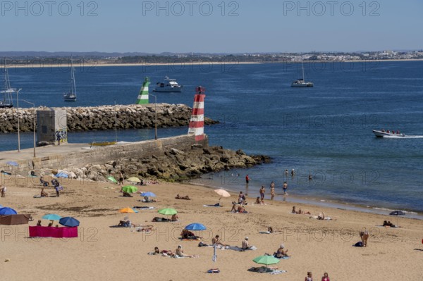 Beaches on the rocky coast of Ponta da Piedade, rugged coastal landscape, right next to Lagos town centre, harbour entrance, in the west of the Algarve, Portugal