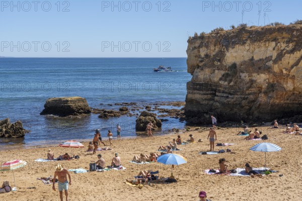 Beaches on the rocky coast of Ponta da Piedade, rugged coastal landscape, right next to Lagos town centre, in the west of the Algarve, Portugal