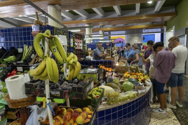 The central market, market hall, Mercado Municipal de Lagos, on three floors, offering all kinds of food, fruit and vegetables, of Lagos, in the west of the Algarve, Portugal