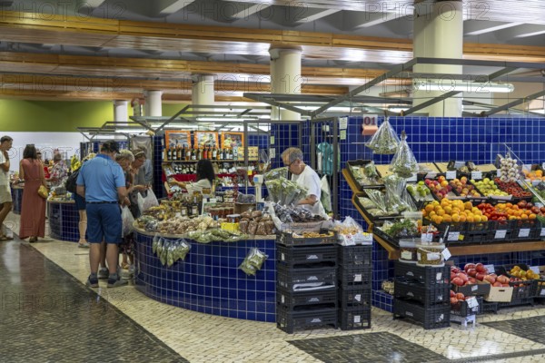 The central market, market hall, Mercado Municipal de Lagos, on three floors, offering all kinds of food, fruit and vegetables, of Lagos, in the west of the Algarve, Portugal