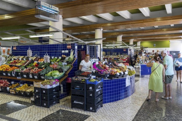 The central market, market hall, Mercado Municipal de Lagos, on three floors, offering all kinds of food, fruit and vegetables, of Lagos, in the west of the Algarve, Portugal