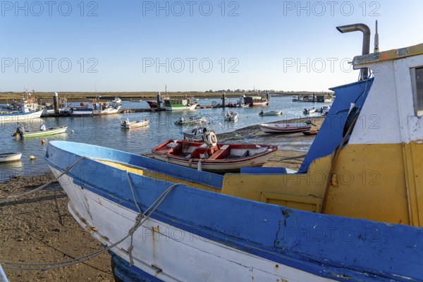 The fishing village of Santa Luzia, fishing boats, Algarve, Portugal