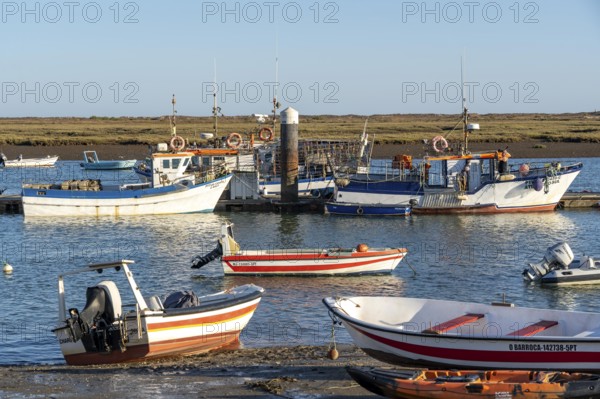 The fishing village of Santa Luzia, fishing boats, Algarve, Portugal
