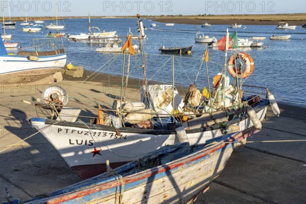 The fishing village of Santa Luzia, fishing boats, Algarve, Portugal