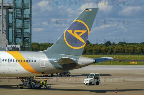 Düsseldorf, North Rhine-Westphalia, Germany - Düsseldorf Airport, Condor airline aircraft at the terminal