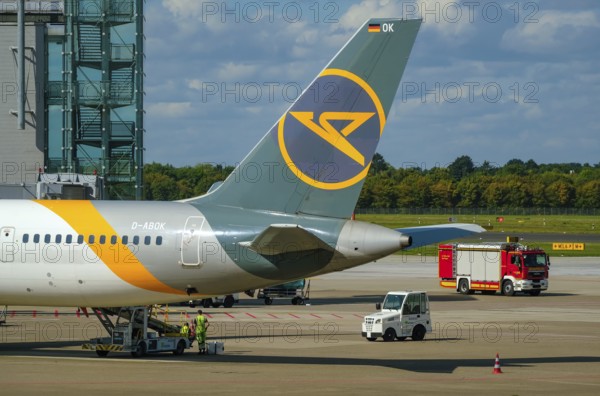 Düsseldorf, North Rhine-Westphalia, Germany - Düsseldorf Airport, Condor airline aircraft at the terminal