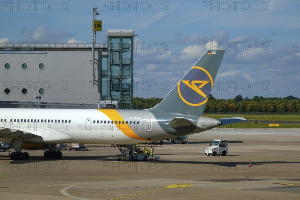 Düsseldorf, North Rhine-Westphalia, Germany - Düsseldorf Airport, Condor airline aircraft at the terminal