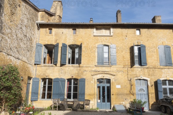 Renovated house facade, historic building, Marville, Renaissance village, Département Meuse, Grand Est, France