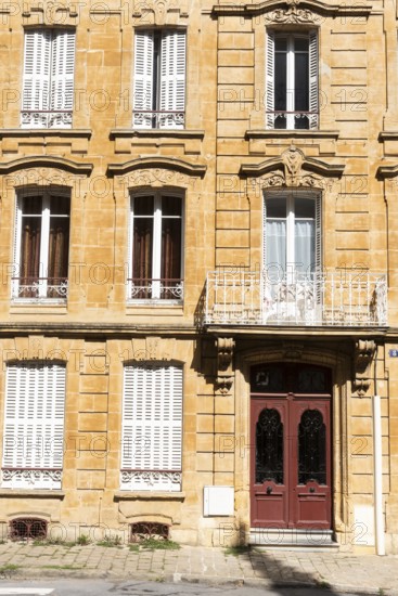 Historic building facades, Charleville-Mézières, Mézières district, Ardennes, Grand Est, France