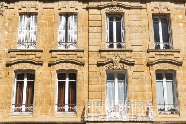 Historic building facades, Charleville-Mézières, Mézières district, Ardennes, Grand Est, France