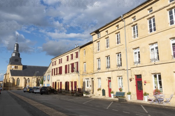 Church of Saint-Nicolas, main street, Marville, Renaissance village, Département Meuse, Grand Est, France