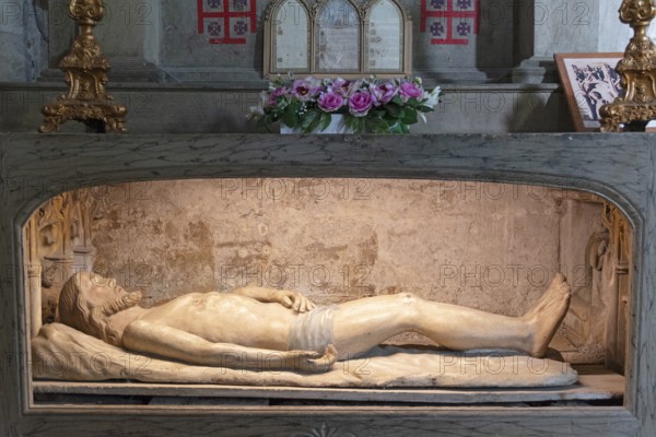 Chapel of the Holy Sepulchre, figure of Christ, Saint-Nicolas Church, Marville, Renaissance village, Département Meuse, Grand Est, France