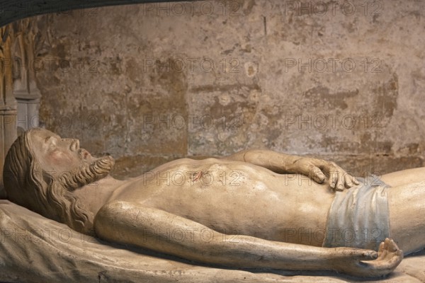 Chapel of the Holy Sepulchre, figure of Christ, Saint-Nicolas Church, Marville, Renaissance village, Département Meuse, Grand Est, France