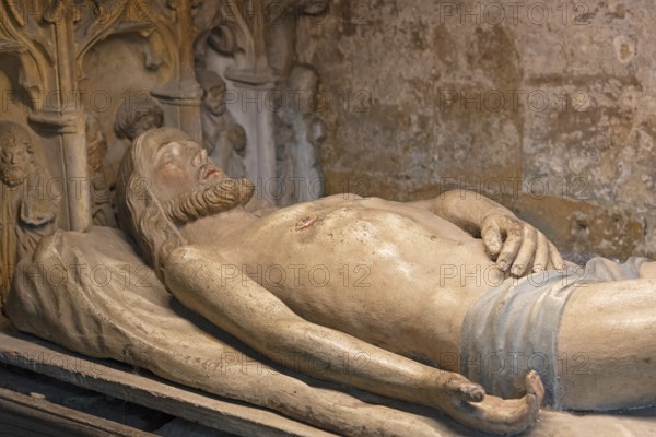 Chapel of the Holy Sepulchre, figure of Christ, Saint-Nicolas Church, Marville, Renaissance village, Département Meuse, Grand Est, France