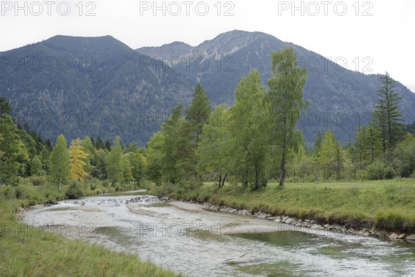 Mountain panorama seen from the Laber, Ammergau Alps, Ammergau, Oberammergau, mountains, Alps, Bavaria, Upper Bavaria, Garmisch-Partenkirchen, Germany