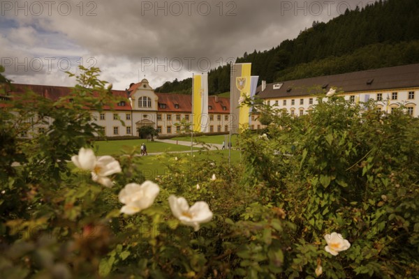 Ettal Monastery, Benedictine Abbey, inner courtyard, Upper Bavaria, Bavaria, Garmisch-Partenkirchen, Germany
