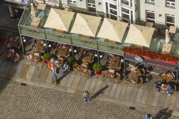 View from the lantern of the Church of Our Lady. Restaurant Edelweiss An der Church of Our Lady, Dresden, Saxony, Germany