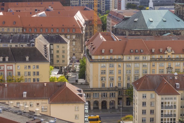 View from the lantern of the Church of Our Lady into the Weiße Gasse, Dresden, Saxony, Germany