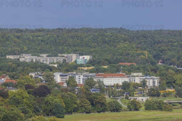 View from the lantern of the Church of Our Lady to the Waldschlößchen area, Dresden, Saxony, Germany